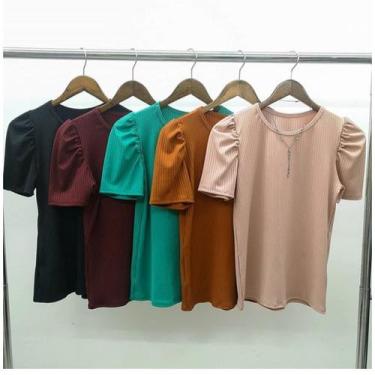 Imagem de blusa feminina gola rasa manga curta bufante influencer - Filó Modas