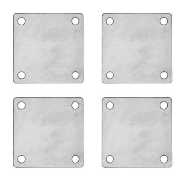 Imagem de ICokin 4 peças de chapa de aço com furos, chapa de aço 10,2 cm x 10,2 cm "A36, laminada a quente, placa de metal cortada a laser, placas de aço soldáveis e pintáveis, ideal para projetos industriais e