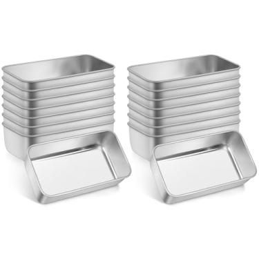 Imagem de Leonyo Conjunto de 16 formas de pão para assar pão, 22,5 x 12,5 cm de aço inoxidável, conjunto de formas para pão caseiro, bolo de carne, bananas, brownies, lasanhas, pode ir à máquina de lavar louça