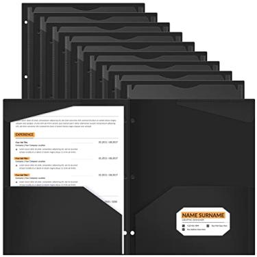 Imagem de Henoyso 36 peças, 2 pastas de plástico com bolso frontal transparente, pasta de arquivo perfurada com 3 furos, tamanho carta para levar para casa, porta-documentos, para escritório, negócios, material