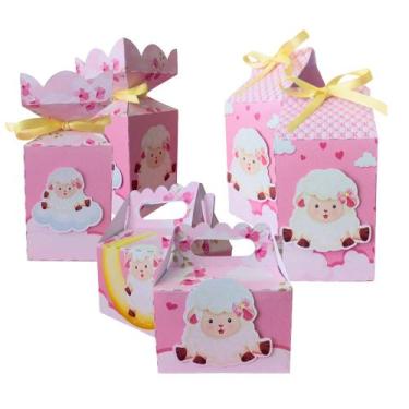 Imagem de Kit 30 Lembrancinha Decorativa Ovelhinha 3D Chá De Bebê Rosa - Kibunit