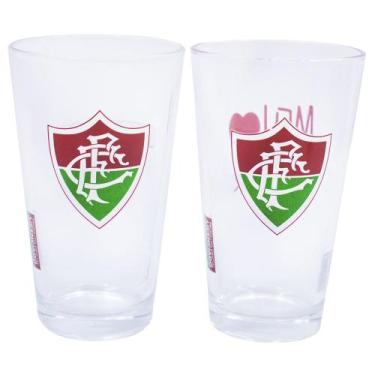 Imagem de Jogo com 2 Copos de Vidro 475ml Fluminense  Brinde Perfeito para o Tor