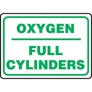 Imagem de Accuform Placa de segurança "Oxigênio - cilindros completos", alumínio, 25,4 x 35,5 cm (MCPG542VA)