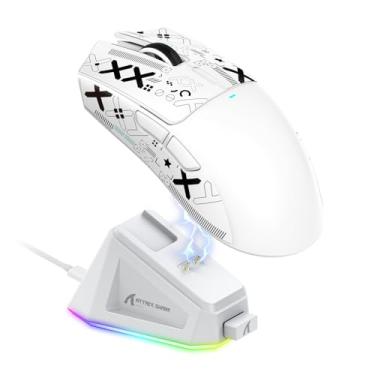 Imagem de ATTACK SHARK Mouse para jogos X11 Ultra-leve modo triplo PAW3311 Sensor óptico 22K DPI 5 botões programáveis para PC/Mac, branco e adesivo