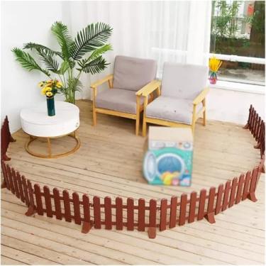 Imagem de Jardim Picket Esgrima Interior Ao Ar Livre, Decorativo Pvc Plástico Animal Barrier, Decoração De Afiação Cercas De Partição Protetora Para Quintal Gramado Sala De Estar Qu, Brown, 40x50cm(4 PCS)