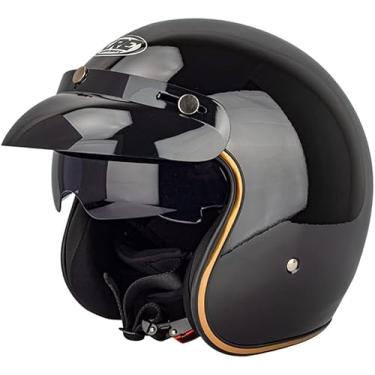 Imagem de Capacete Meia Face Capacete Da Bicicleta Da Motocicleta Dos Homens Capacete Da Motocicleta Jet Capacete Do Vintage Rosto Aberto Retro 3/4 Meio Capacete Casco, White, head circumference/61-62cm