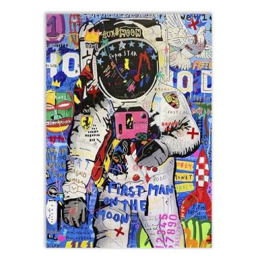 Imagem de Placa Decorativa Grafite Astronauta Arte De Rua Banksy Decoração Poster Quarto Sala