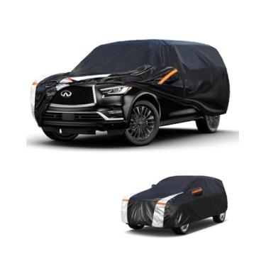 Imagem de Capa de carro SUV grande para Infiniti QX80 2014-2025 100% à prova d'água para todos os climas, capas externas completas para uso externo, chuva, sol, vento, proteção UV.