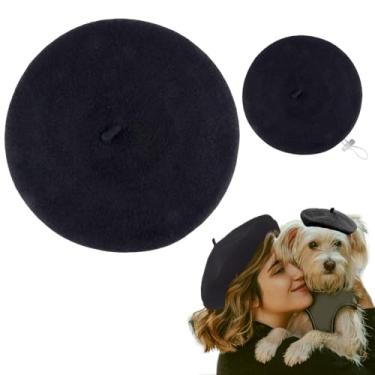 Imagem de Boina para cães, boina de estimação, mãe, família, combinando, boina francesa (preto)