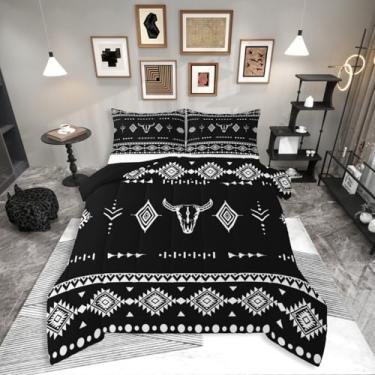 Imagem de Erosebridal Jogo de cama solteiro, caubói ocidental, para decoração de quarto de meninos, meninas, homens e mulheres, edredom boêmio asteca étnico, enchimento de edredom nativo americano do sudoeste