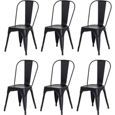 Imagem de Kit 6 Cadeiras Tolix Fosca – Aço Industrial Preto, Estilo Retrô Para Sala, Cozinha Ou Escritório