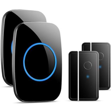 Imagem de Campainha de porta quando a porta abre, alarme de entrada sem fio com sensor de porta FullHouse com alcance de 305 metros, 60 sinos e 5 níveis de volume para negócios/loja/casa/escritório