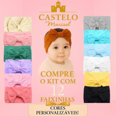 Imagem de Laços de Cabelo Infantil Menina Bebê Turbante Kit com 12 - Castelo Mar