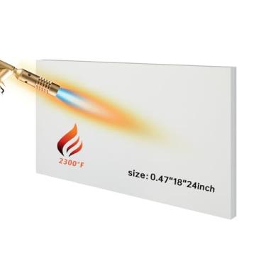 Imagem de Maasechs Placa isolante de fibra cerâmica 0,47 x 45 x 61 cm 2300f placa de isolamento térmico branco de cerâmica para fogões a lenha lareiras fornalhas forjas, fornos de pizza