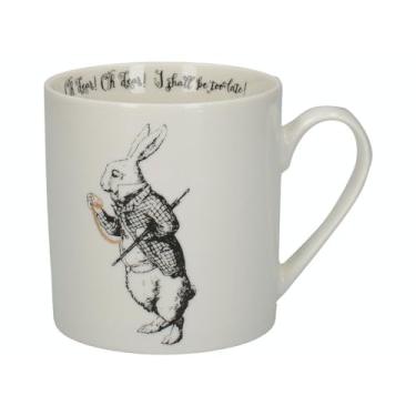 Imagem de V&A Caneca Alice no País das Maravilhas em caixa de presente, design de coelho branco, China fina, branca, 350 ml