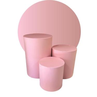 Imagem de kit Capa Trio de Cilindro + Painel 1,50m Decoração Festa - multicolorido Organização de Decoração para Festas(ROSA BEBE)
