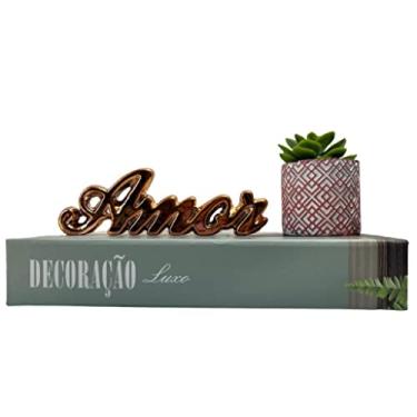 Imagem de Kit decoração livro verde + vaso artesanal + palavra amor