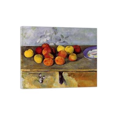 Imagem de Natureza Morta Quadro Parede em Tela-Famosas Pinturas para Sala de Jantar-Maçãs e biscoitos-Decoração Cozinha Vintage 20x25cm Tela Embrulhada