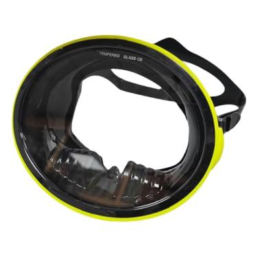 Imagem de Dynwave Máscara de natação óculos subaquáticos óculos de mergulho lentes transparentes à prova de vazamento visão ampla equipamento compacto, Moldura Amarela