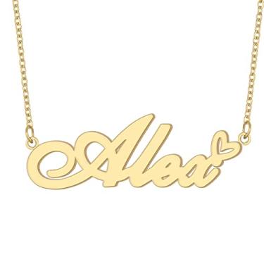 Imagem de Colar com nome personalizado, banhado a ouro 18 quilates, pingente de coração de amor fofo para mulheres e meninas, Metal, aço inoxidável