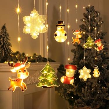 Imagem de BLOOMWIN Luzes de janela Decoração de Natal - Luzes LED de 3 metros para janela de Natal Luzes de corda para cortina interna - Decorações de Natal suspensas em 3D Novidade Decorações Bay Window Quarto