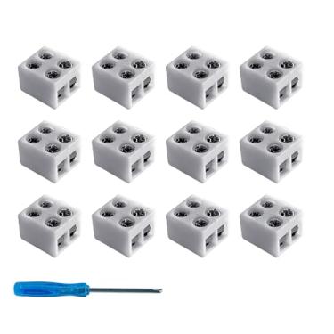 Imagem de CEZELUX Pacote com 12 conectores de fita de LED 8 mm 2 pinos sem solda branco 12V fita LED conectores de luz para fio para 5V 24v fita de LED de cor única incluídas chave de fenda 2 pinos 8 mm (pacote