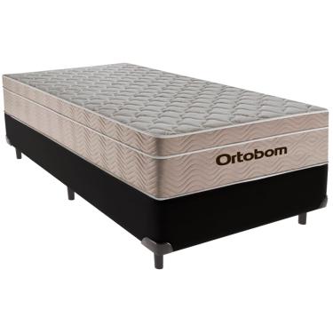 Imagem de Cama Box Solteiro Preto+Colchão Airtech Molas Ortobom