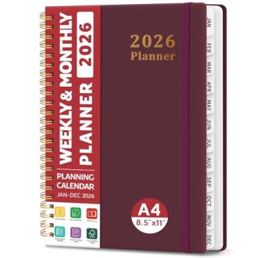 Imagem de Agenda 2026, agenda semanal e mensal, janeiro de 2026 a dezembro de 2026, capa dura, agenda agenda 2026, com abas para mulheres e homens, bolso interno, encadernação espiral, perfeito para escritório