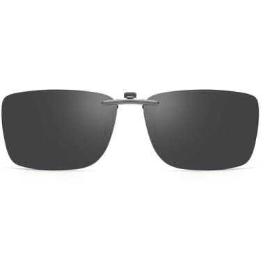 Imagem de CAXMAN Óculos de sol infantil Junior com clipe polarizado para óculos de grau que não abre para cima, Cinza, Small