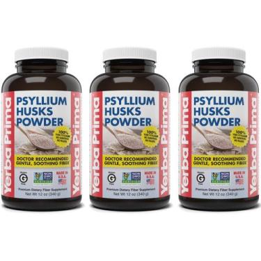 Imagem de Suplemento Yerba Prima Psyllium Husks Powder 360ml (pacote com 3)