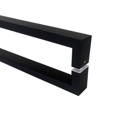 Imagem de Puxador Porta Duplo Square Inox 60cm Quadrado Preto Fosco - DECORPLACE