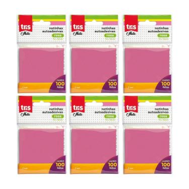 Imagem de Kit Nota Autoadesiva Tris - Pop 76x76mm Rosa 100 Folhas