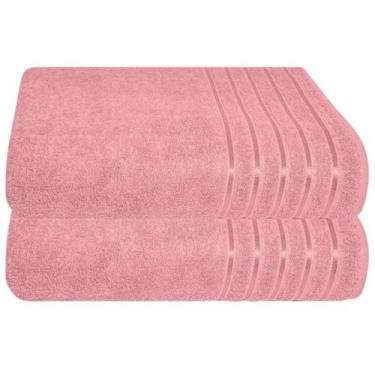 Imagem de Kit 2 Toalhas Banhão 100% Algodão 90X150 cm Teka Comfort, Rosa