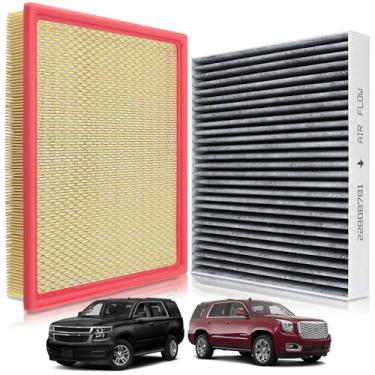 Imagem de AUTOKAY Conjunto de filtro de ar de motor e cabine 15908916 22808781 adequado para Cadillac Avalanche Escalade ESV para Chevrolet Chevy Silverado 1500 2500 3500 HD Classic Suburban Tahoe para GMC