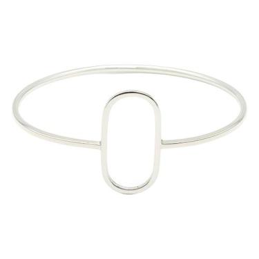 Imagem de Bracelete Fio Quadrado 1 Detalhe Oval Prata 925 Italiana - Loja Das Pr