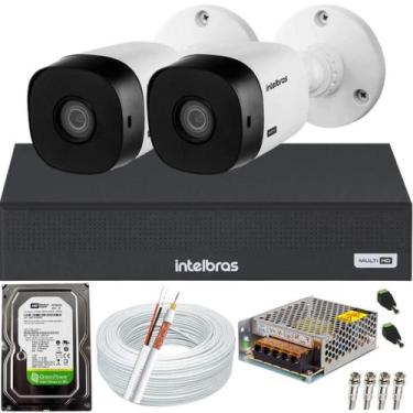 Imagem de Kit Cftv Intelbras 2 Câmeras Segurança Full Hd 1220b 2mp 1080p Dvr 4 C