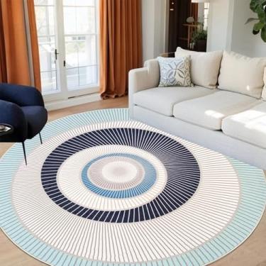 Imagem de Lacomfy Tapete moderno – Tapete redondo abstrato de 1,8 m para quarto, sala de estar, berçário, casa de fazenda, círculo contemporâneo, geométrico chique, macio, grande, lavável, decoração interna