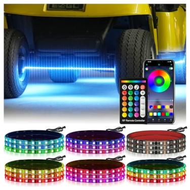 Imagem de EXOEMTS Kit de fita de luz de brilho para carrinho de golfe, kit de luz inferior de entrada 9-16V para EZGO Club Car Yamaha (6 peças - kit de faixa de luz de brilho para carrinho de golfe)
