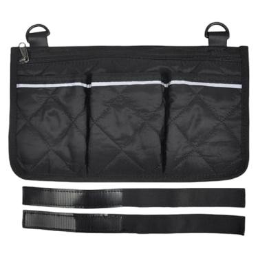 Imagem de Bolsa lateral para cadeira de rodas com suporte de copo, armazenamento de apoio de braço para andador e andador
