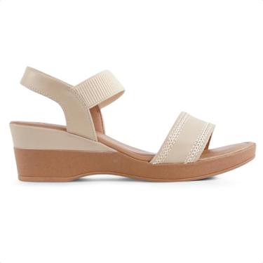 Imagem de Sandália Usaflex Salto Anabela Feminina (Bege/Creme, BR, Adulto, Numérico, 35)