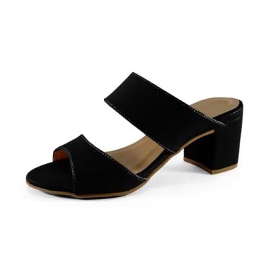 Imagem de Sandália Feminina Tamanco Tiras Salto Grosso