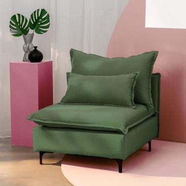 Imagem de Sofá Modular Com Encosto Pé Metal Sôma CabeCasa MadeiraMadeira Verde