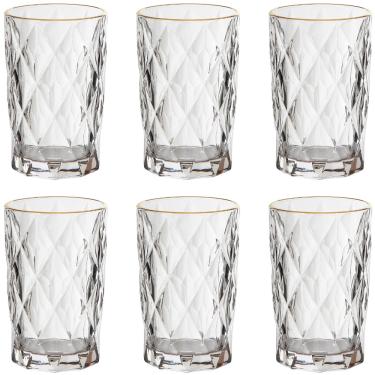 Imagem de Jogo 6 Copos Altos Borda Dourada 350ml Diamond Clear Ke Home