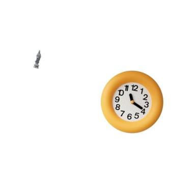 Imagem de Fenteer Estatueta Guan Yin Ornamento para Estante, Armário de Mesa com Relógio de Parede Analógico Contemporâneo E Silencioso, Madeira Redonda para Cozinha, S