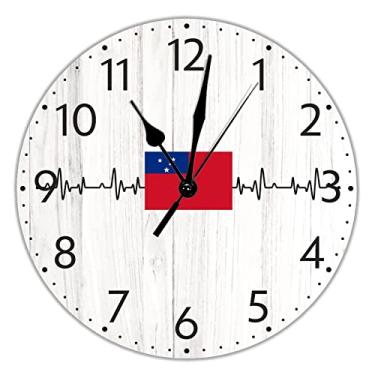 Imagem de TLTDSMY Relógio de parede com bandeira do Paquistão, relógio de parede de madeira, batimento cardíaco, relógio de orgulho nacional, sem tique-taque, operado por bateria, relógio de fazenda de 38 cm