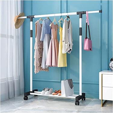 Imagem de Cabide para roupa cabide com prateleiras, cabide para roupa desmontável de serviço pesado com sapatos para armazenamento, suporta até 70 kg suporte para barra de roupa para decoração de quarto