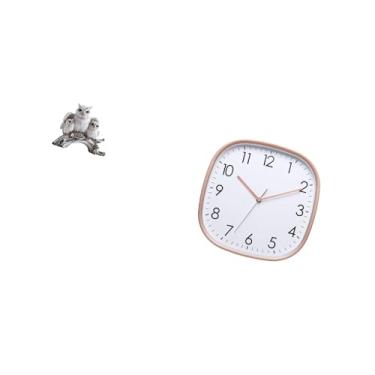 Imagem de Fenteer Escultura de Animal Moderna, Ornamento de Mesa para Sala de Estar, Escritório, Decoração de Armário, Mesa de Cabeceira com Relógio de Parede Di