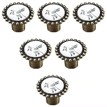 Imagem de Puxadores de decoração de cômoda de banheiro puxadores de porta de gaveta de móveis de cozinha estilo pastoral puxadores de móveis de armário 4 cores disponíveis - 6 peças (estilo C furo único B