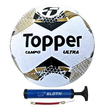 Imagem de Bola de Futebol de Campo Topper Ultra Dupla Colagem + Bomba, Preto, Do