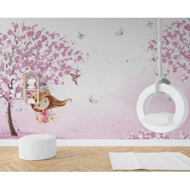 Imagem de Papel de Parede Adesivo Menina Jardim Rosa  290x300m - ALGIDECOR